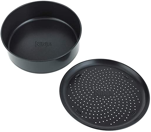 Ninja Official Non-Stick Bakeware Set [4026J300EUK] Cake Tin & Crisper Tray, Compatible with Ninja Foodi OP100, OP300, OP500, Black