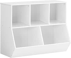 HOOBRO Kids Bookshelf, Bookcase Footboard, Toy Storage Cubby, Children's Toy Shelf, 39.4" L Toy Storage Cabinet, Fit for Children's Room, Playroom, Hallway, Kindergarten, White WT132CW01