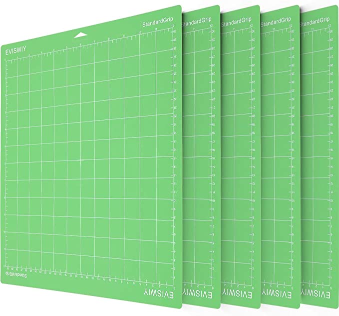EVISWIY Standard Grip Mat for Cricut Explore Air 2/Air/One/Maker Adhesive Sticky Green Cricket 12x12 Cutting Mats for Cricut Replacement Accessories 5 Pack