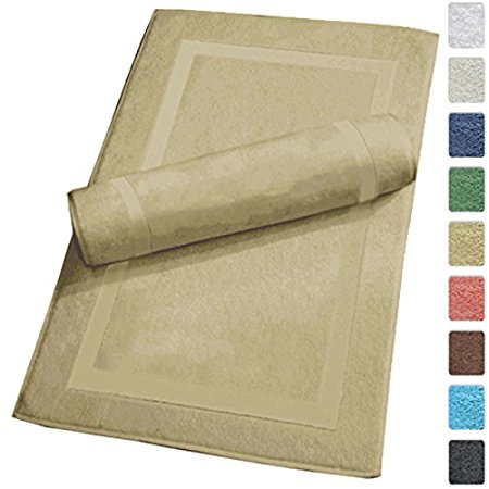 Luxury Hotel and Spa 100% Turkish Cotton Banded Panel Bath Mat Set 900gsm! 20"x34" (Taupe, 2 Pack)