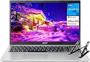 acer 2024 Newest Aspire 1 Slim Laptop, 15.6" FHD Display, 12GB RAM, 512GB SSD, 128GB eMMC, 1 Year Microsoft 365, Intel Celeron Dual-core Processor, for Students & Business, Windows 11 S, with Stand