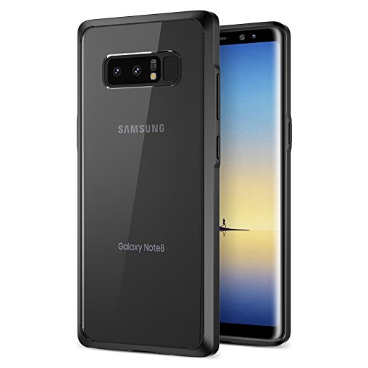 Note 8 Case, Trianium Clarium Series For Samsung Galaxy Note8 Case Clear Hybrid Cover [Scratch Resistant] Ergonomic Cushion Shock-Absorbing TPU Bumper   PC Hard Back Panel - Midnight Black/Clear