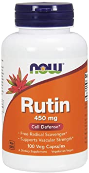 NOW Supplements, Rutin (Sophora japonica) 450 mg, Free Radical Scavenger*, Cell Defense*, 100 Veg Capsules