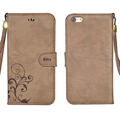 CORNMI Design for iPhone 5 Case, Premium Vintage Flip Wallet Leather Magnetic Closure Cover Skin for iPhone 5S with Card Slots, Cash Compartment and Wrist Strap(Light Brown)