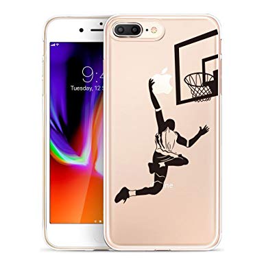 iPhone 8 Plus Case, SwiftBox Clear Flexible TPU Gel IMD Case for iPhone 7 Plus and iPhone 8 Plus with Tempered Glass Screen Protector (Dunk)