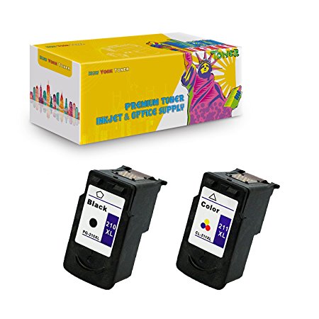 New York TonerTM New Compatible 2 Pack PG-210XL CL-211XL High Yield Inkjet For Canon - PIXMA : PIXMA iP2700 | PIXMA iP2702 | PIXMA MP240 | PIXMA MP250 | PIXMA MP270 | PIXMA MP280. -- Black Color