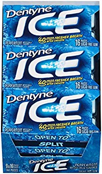Dentyne Ice Sugar Free Gum (Peppermint  16 Piece  Pack of 9)