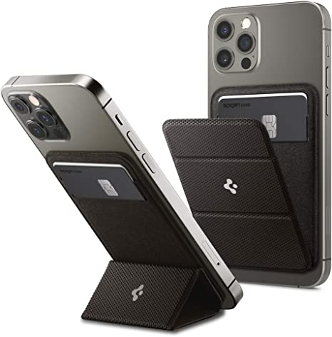 SPIGEN MagSafe Card Holder Smart Fold Wallet Case Designed for Apple iPhone 13 Series / 12 Series Slim Card Holder Cover - Grey