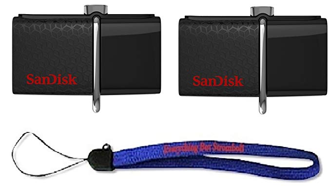 SanDisk Ultra 16GB (2 Pack) USB 3.0 OTG Flash Drive with micro USB connector works with Android Mobile Devices - w/ (1) Everything But Stromboli (tm) Lanyard