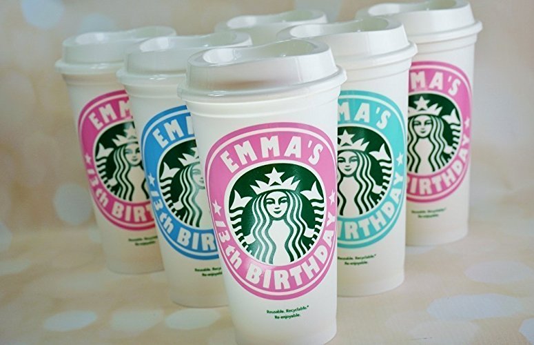 Personalized Starbucks reusable plastic travel mug, 16oz, high quality vinyl decal, handwash only