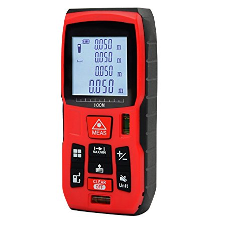Qyuhe Laser Distance Meter 100M Measure Measuring Tool Measurement Device handheld with Mute Function and Backlit Display (328ft)