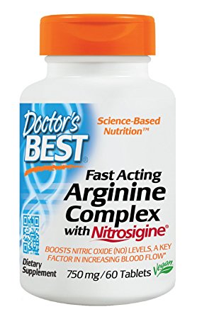 Doctor's Best Fast Acting Arginine Complex with Nitrosigine Supplement, 60 Count