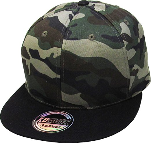 Classic Snapback Hat Blank Cap - Cotton & Wool Blend Flat Visor