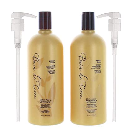 Bain de Terre Passion Flower Color Preserving Shampoo and Conditioner 33.8 Oz with 2 Liter Pumps