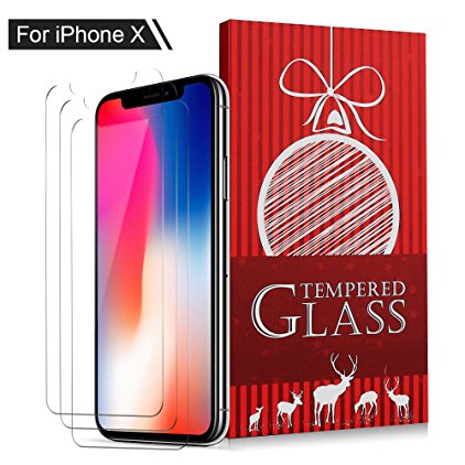 iPhone X Screen Protector,AOFU Tempered Glass 3D Touch Compatible,9H Hardness,Bubble Free