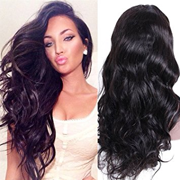Premier Wig Body Wave Lace Front Wigs-Glueless Brazilian Remy Human Hair Natural Deep Body Wave Lace Wigs with Baby Hair for Black Women (14 Inch natural color wig)