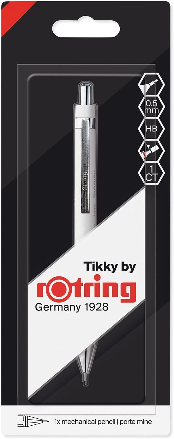 rOtring Tikky Mechanical Pencil, HB 0.5 mm, White Barrel (Blister Pack)