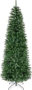 Best Choice Products Unlit Pencil Christmas Tree, 9ft Premium Artificial Tree, Realistic Spruce Holiday Decor w/ 1,298 Branch Tips, Metal Base