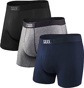 Saxx Men's Underwear - Ultra Super Soft Boxer Briefs with Fly and Built-in Pouch Support - Underwear for Men, Pack of 3, Black