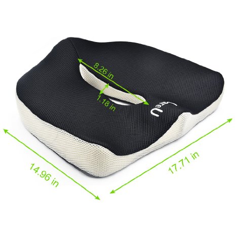 CareU(TM) Memory Foam Coccyx Orthopedic Comfort Seat Cushion Car Seat Cushion for Lower back or Sciatica Pain Seat Cushion