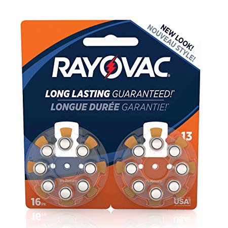 RAYOVAC Size 13 Hearing Aid Batteries, 16-Pack, L13ZA-16ZMB