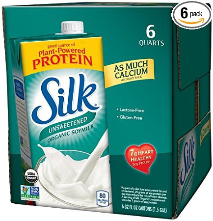 Silk Unsweetened Organic Soymilk, 32-Ounce Aseptic Cartons (Pack of 6)