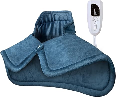 Heating Pad for Neck and Shoulder, Electric Weighted Heating Pad for Pain Relief, 9 Heat Settings and 4 Timer Settings Auto-Off - 16''x22.5'', Washable Heating Pad for Mom Dad Women Men