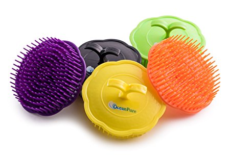 OceanPure Scalp Massage Shampoo Brushes (5 Pack Assorted Colors)