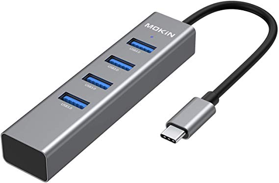 USB C Hub 4 Port USB 3.0 USB C to USB 3.0 USB C Adapter for MacBook Pro 2019/2018/2017,MacBook Air,Dell XPS and Other USB Laptop (Space Gray)