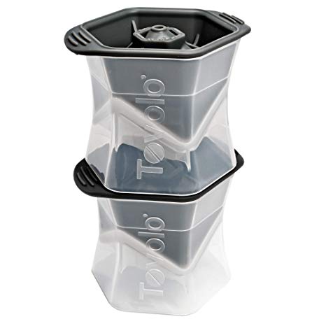 Tovolo Colossal Leak-Free, Anti-Tip, Silicone Cap, Cube Ice Mold, 2.25 Inch Cube - Set of 2