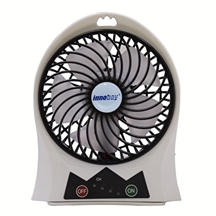 innobay 4" Rechargeable Personal Fan, 3 Speeds Setting, Wind Blow Angle Adjustable