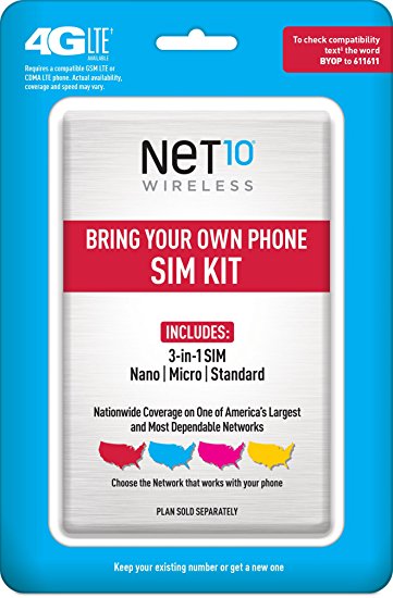 Net10 Bring Your Own Phone SIM Activation Kit (Triple Punch)