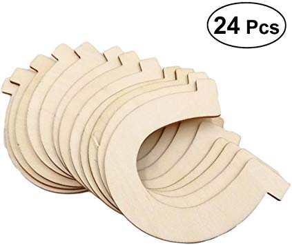 Healifty 24pcs Wood Discs Slices Horseshoe Shape Unfinished Wooden Cutouts Craft DIY Decoration