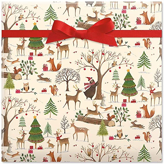 CURRENT Christmas Woods Jumbo Rolled Gift Wrap - 1 Giant Roll, 23 Inches Wide by 35 feet Long, Heavyweight, Tear-Resistant, Holiday Wrapping Paper