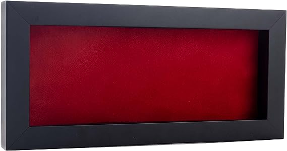 12x24 Shadow Box Frame Black Wood | with a 3/4" Usable Display Depth | Includes a Red Real Suede Texture Acid-Free Backing Board, UV Resistant Acrylic, and Hanging Hardware