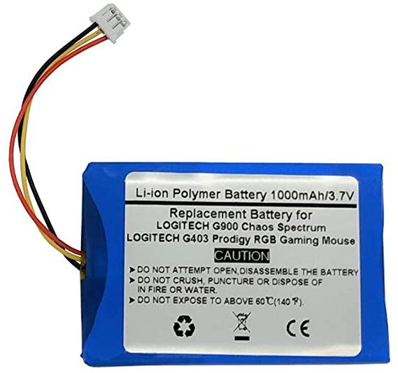 1000mAh/3.7V Replacement Battery for LOGITECH G900 Chaos Spectrum and G403 Prodigy RGB Gaming Mouse，533-000130