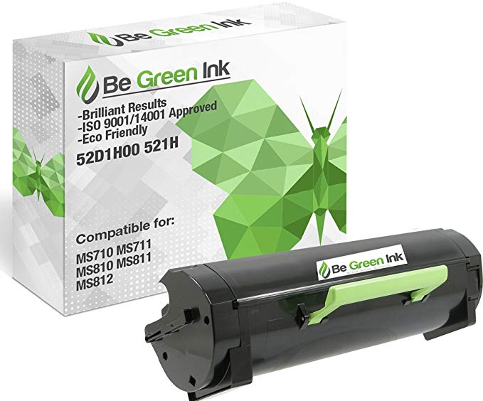 Be Green Ink 52D1H00 521H Lexmark MS810 MS810n MS710 Compatible Toner Cartridge for Lexmark MS810n MS710 MS711 MS810 MS810n MS810dn MS811 MS812 (1-pack Black 25,000 Yield)