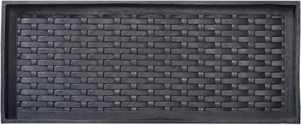 HF by LT Jumbo Basketweave Deluxe Rubber Boot Tray, 34" x 14", Heavy Duty Vulcanized Rubber Design, One-Piece Seamless Construction, Year Round Use Indoors or Outdoors, Black