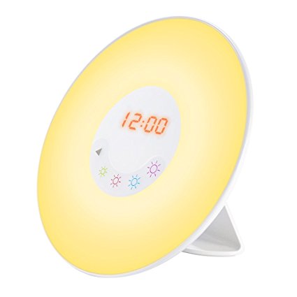 Sunrise Simulation Wake Up Light, GRDE Alarm Clock Night Light Bedside Lamp with Nature Sounds FM Radio,Touch Control
