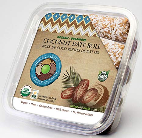 United With Earth Organic Date Coconut Roll, 12-Ounce Container (Pack of 4)