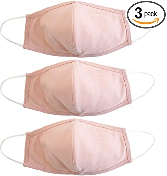 EnerPlex Comfort 3-Ply Reusable Face Mask - Breathable Comfort, Fully Machine Washable, Face Masks Large (3-Pack) - Rose Gold