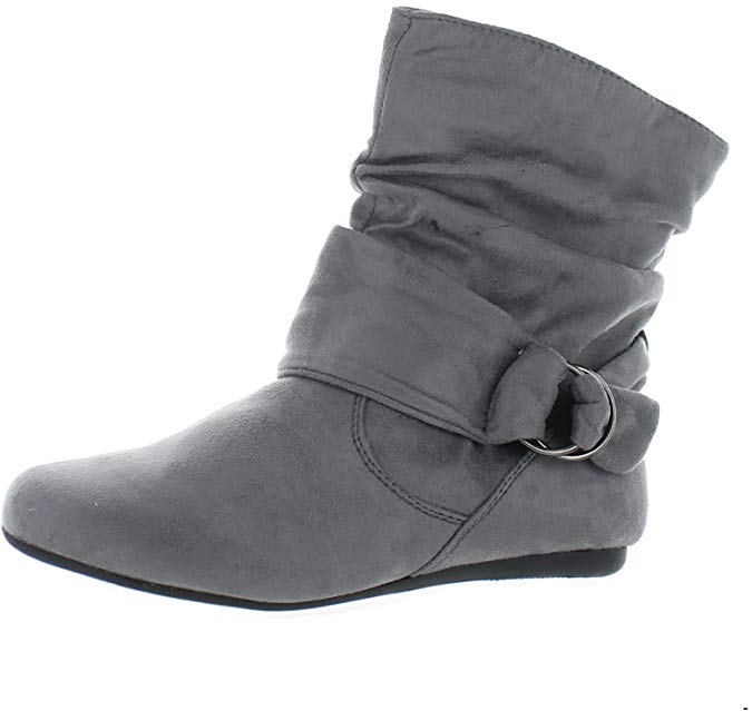 Women's Fashion Calf Flat Heel Side Zipper Slouch Ankle Boots