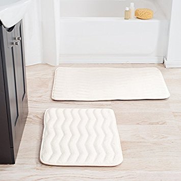 Lavish Home 2-Piece Memory Foam Bath Mat Set- Off-White