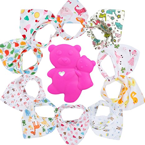 Gemini Fairy Baby Bandana Drool Bibs, Unisex 10-pack Absorbent Cotton, Lovely Baby Gift for Boys & Girls (Model 1)