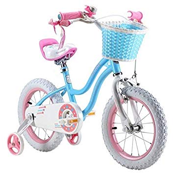Royalbaby star-girl girl’s kids children bike in colour blue and rose, in size 12” 14” 16” with stabilisers and basket.