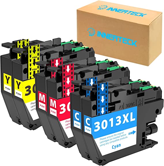 INNERTECK Replacement Ink Cartridges Compatible for Brother LC3013 XL 3013 High Page Work with Brother MFC-J491DW MFC-J497DW MFC-J690DW MFC-J895DW Printer (6 Pack, 2 Cyan,2 Magenta,2 Yellow)
