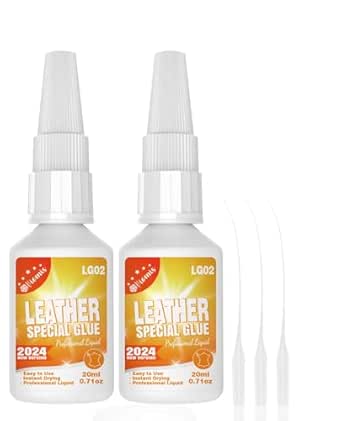 2Pack 20g Leather & Fabric Adhesive: Strong, Clear & Flexible for Craft, Repair, Upholstery | Perfect for Shoes, Bags, Furniture