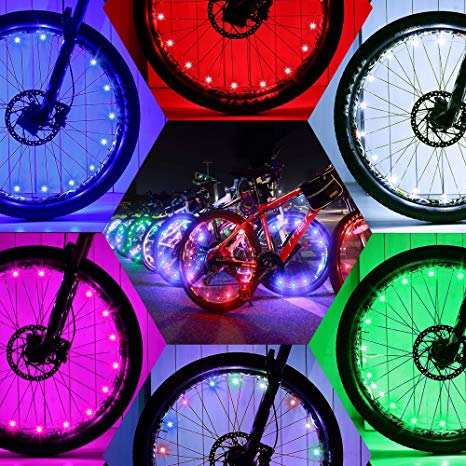 DAWAY Led Bike Wheel Light - A01 Waterproof Bright Bicycle Tire Light Strip, Safety Spoke Lights, Cool Xmas Gift, Kids Boys Girls Bycicle Accessories, Light Up Wheels, with Batteries, 1 Year Warranty