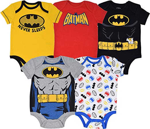 Warner Bros. Baby Boys' 5 Pack Onesies - Batman, Robin, Joker and Riddler