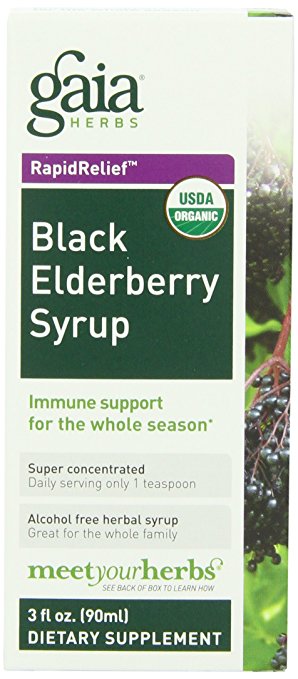 Gaia Herbs Black Elderberry Syrup, 3-Ounce Bottle